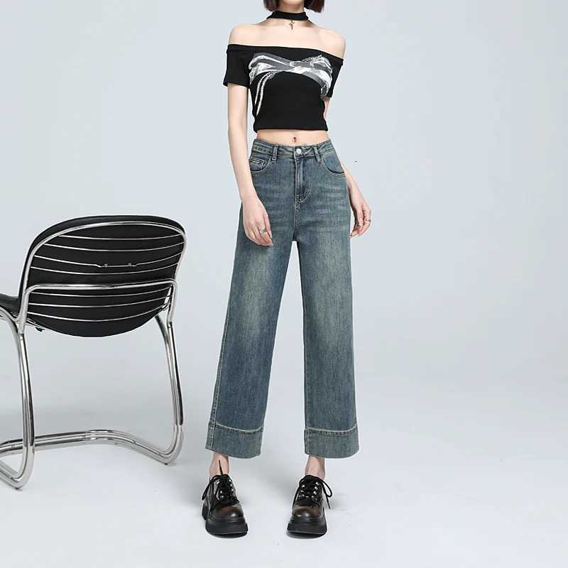 Cropped Jeans Stretch Straight Trousers Designer Stylish High Waist Korean Dongdaemun Denim Woman Reviews Many Womens Mom GirlsT251013