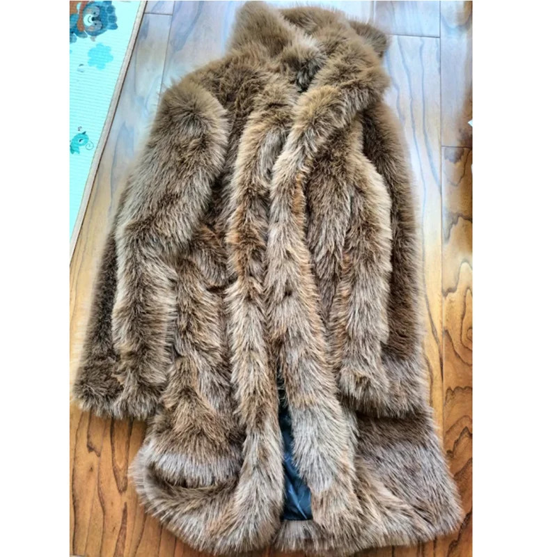 Mens fur wool coat autumn and winter fox fur coat fur winter warm leisure windbreaker large size 251011