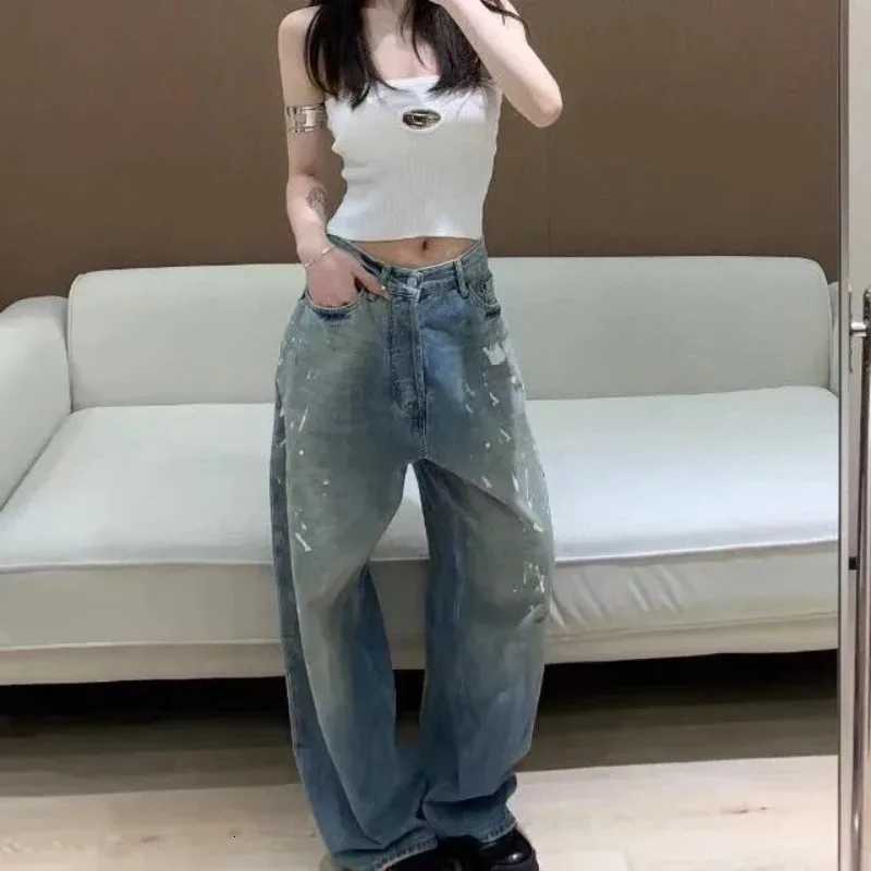 Straight Leg Jeans Women Loose Wide Denim Pants Vintage Washed High Waist Retro Casual Comfort TrousersT251013