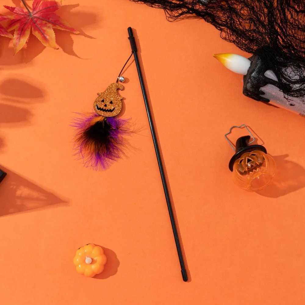 Cat Toy Funny Cat Stick Halloween Pet Toy Pumpkin Ghost Spider Cat Toy Creative Interactive Indoor Toy Gift Pet holiday supplies C251013