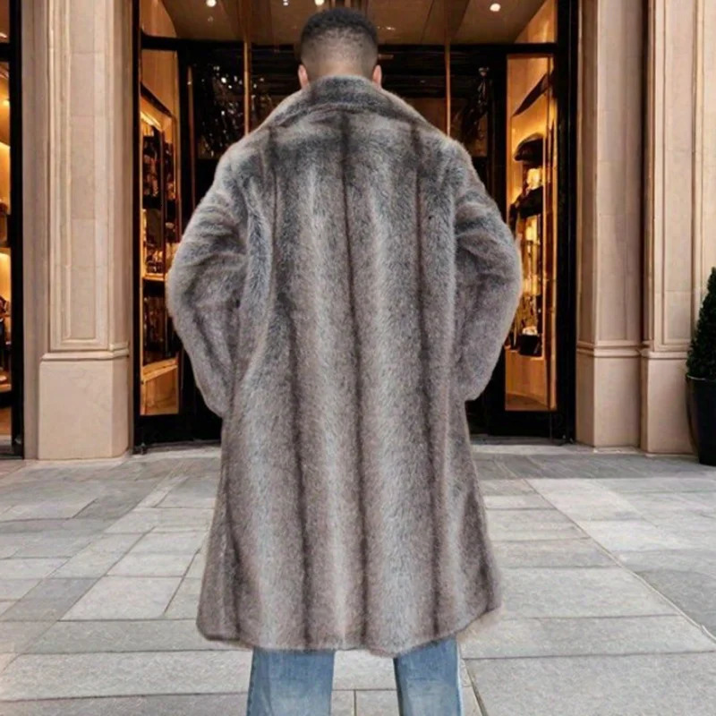 Mens mink coat suit collar long fur winter warm and windproof festival clothing 251011
