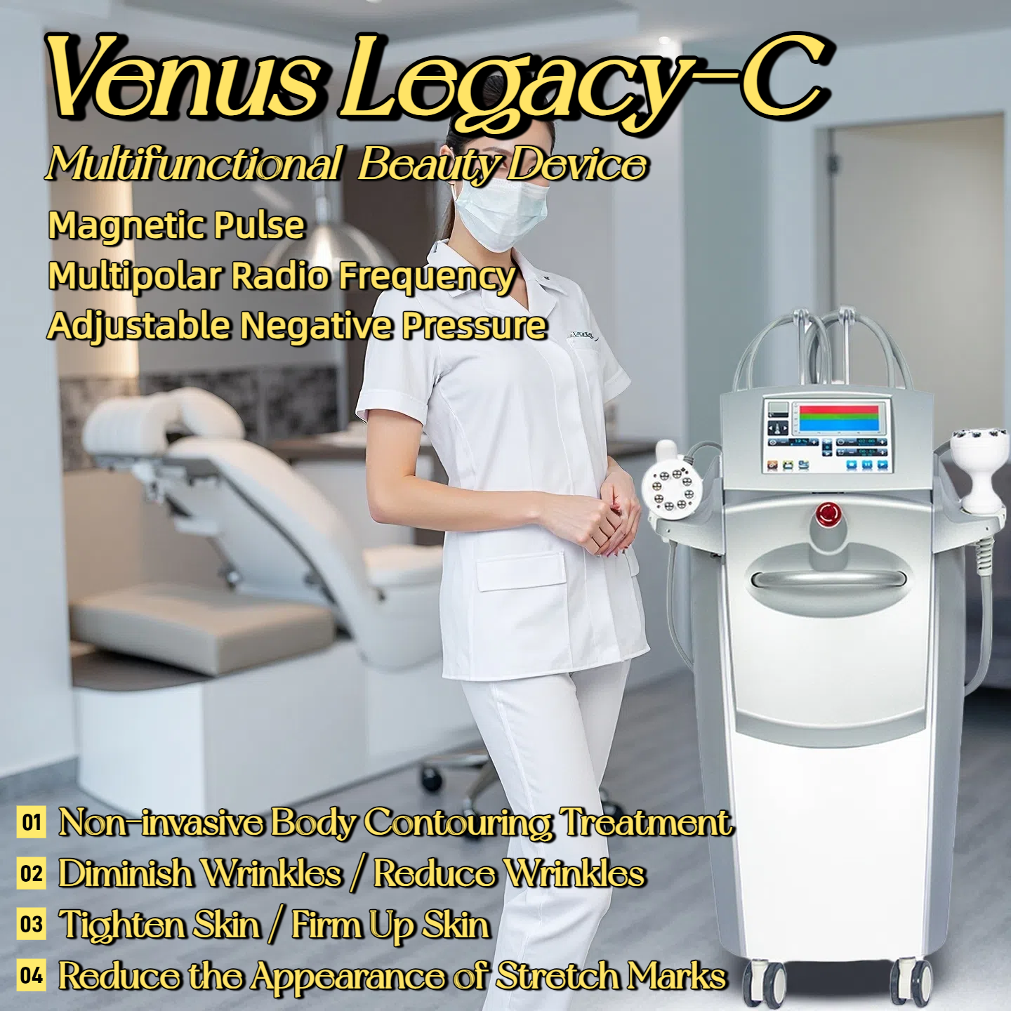 Hot VENUS LEGA-C 4D Technology Multi-stage Radio Frequency Reduce Wrinkles Tighten Skin Reduce Fat Restore Postpartum Body And Fade Stretch Marks Equi