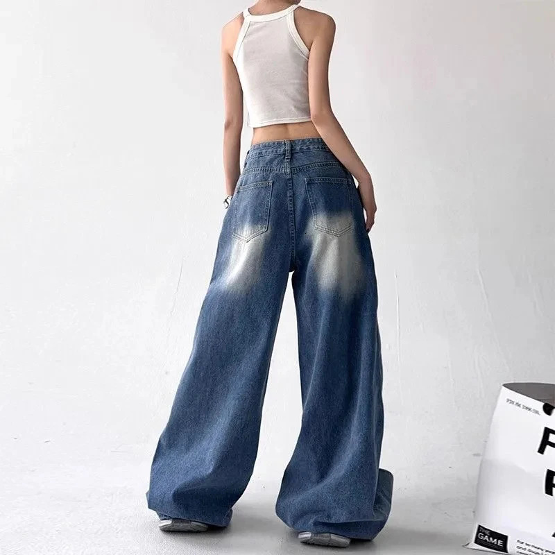 Y2K Fashion Irregular Patchwork Jeans Women Korean Chic Streetwear Hip Hop Straight Trousers Bf High Waist Casual Denim 251010 - view 5