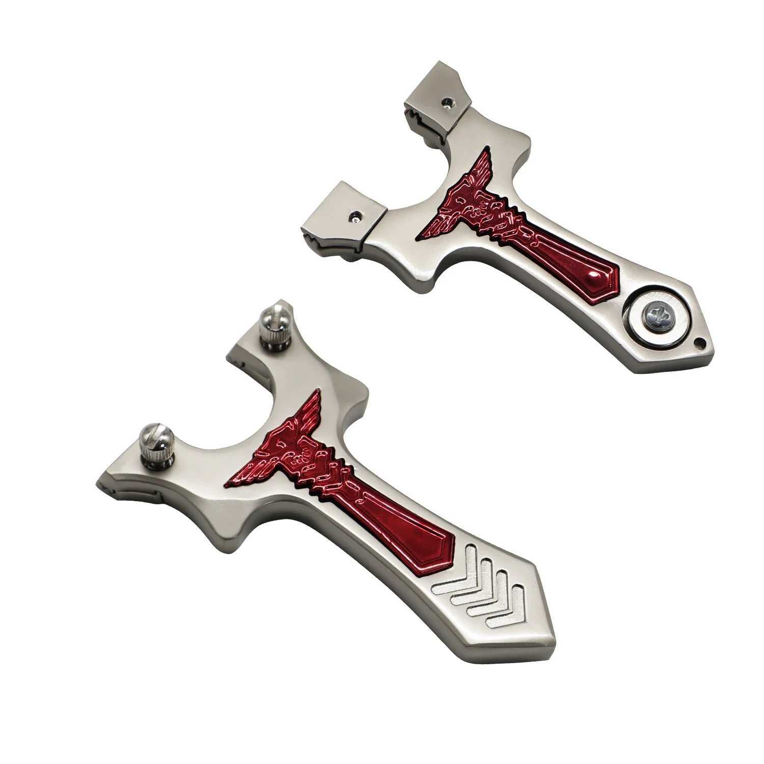 High Quality Zinc Alloy Slingshot Red Inlaid Screw Fixed Metal Slingshot Profional Hunting Shooting Competition Dedicated Y251013