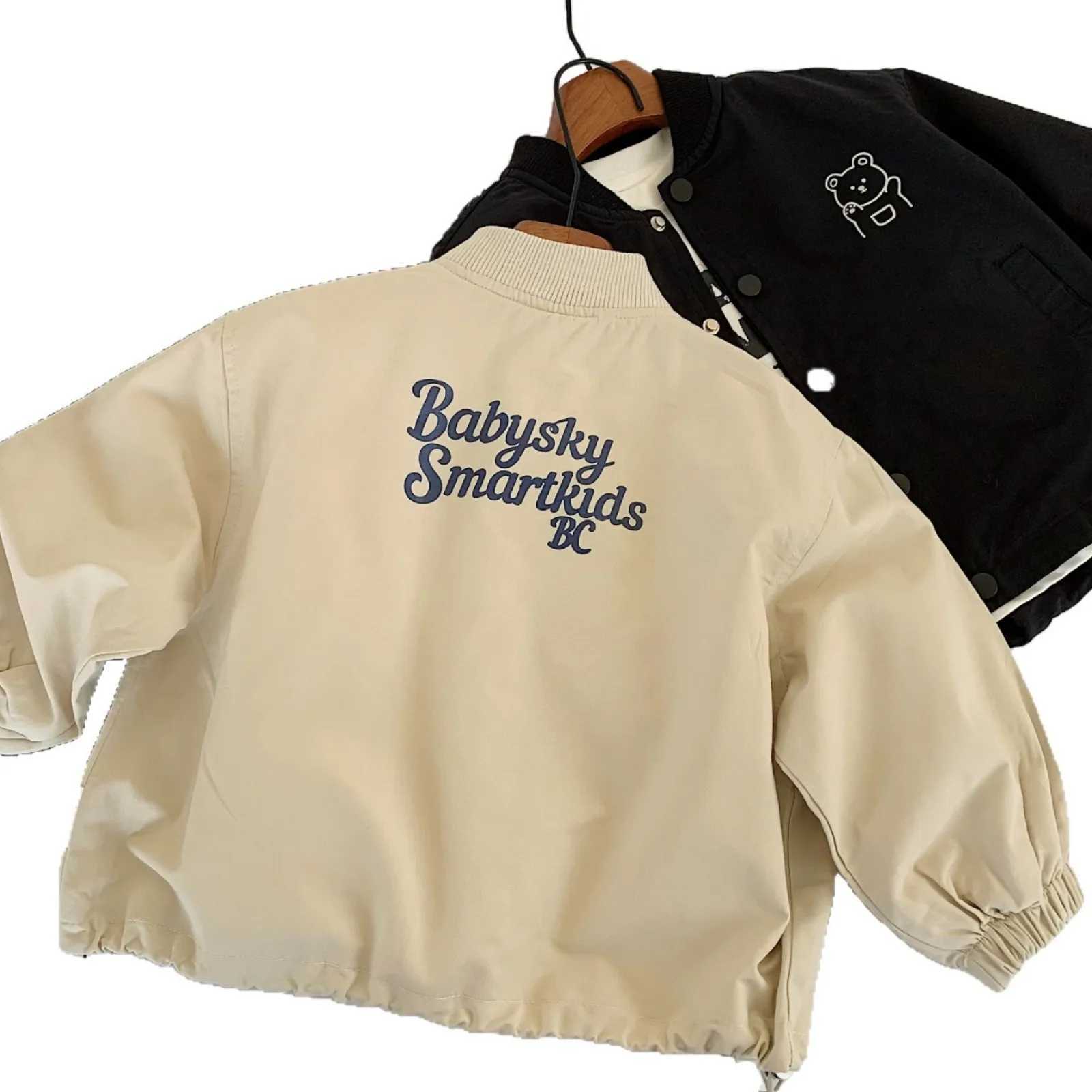 Unitim Autumn Toddler Baby Boys Coat Round Neck Long Sleeve Toddler Boy Outerwear Letter Casual Single Button Little Boy Jacket C251013