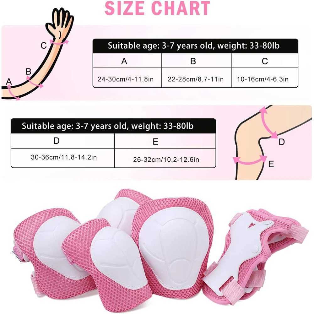 6PCS Kids Protective Gear Set Knee Pads for 314 Years Toddler Knee Elbow Pads with Wrist Guards 3 in 1 for Skating Cycling C251013