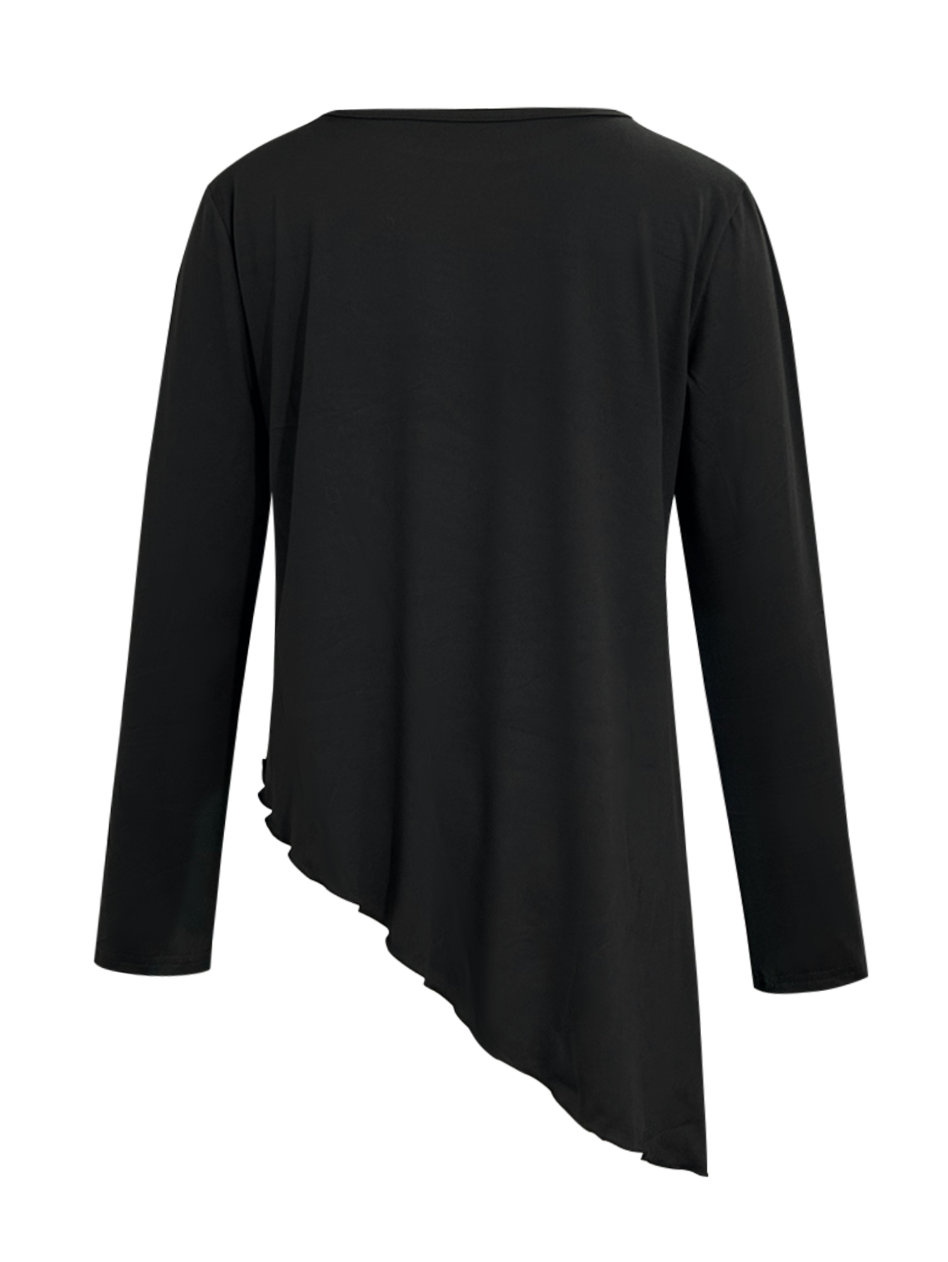 Women's Autumn Winter French - Style Elegant Long - Sleeve Top - Minimalist Layered & Loungewear Black Top-CF52726