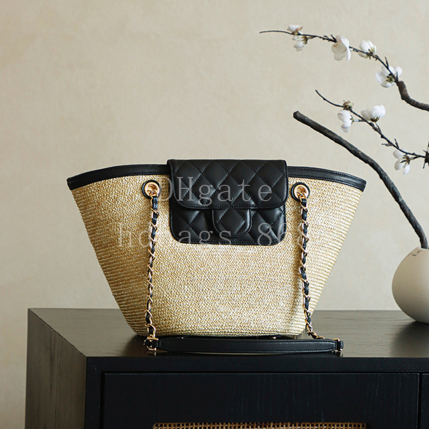 Mirror quality Designer Shoulder bag vegetable basket Fashion Handbag Large Shopping bag Luxury Straw bag Crossbody bags 54cm with Box C758-2