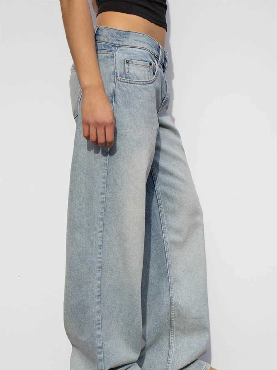 Y2K Womens Spring Summer Denim Pants Low Waist Straight Leg Trousers with Multi Pockets Harajuku Jeans StreetwearT251013