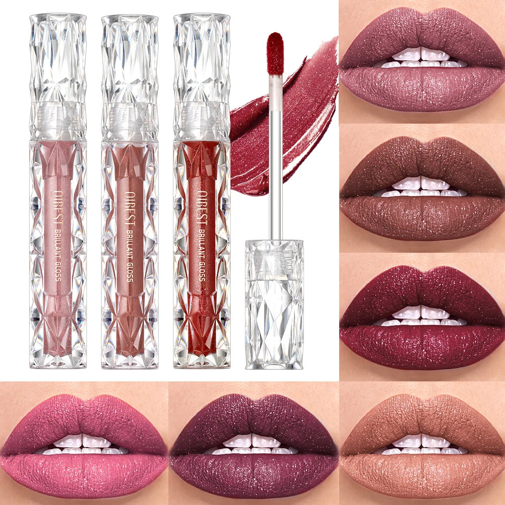 QI Diamond Liquid Lipstick Moisturizing LongLasting Purple Sparkling Waterproof Lip Gloss Cosmetics Matte Glitter Lipstick 251010