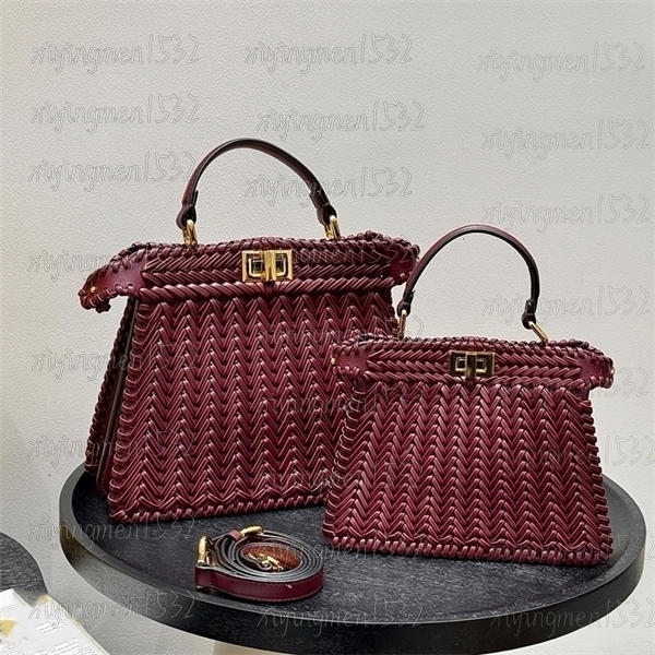 Top Quality Designer Peekaboo Bag Classic Iseeu Bag Turn Lock Womens Luxury Woven Leather Top Handle Single Shoulder Tote Bag Crossbody Bag Designer Handbag
