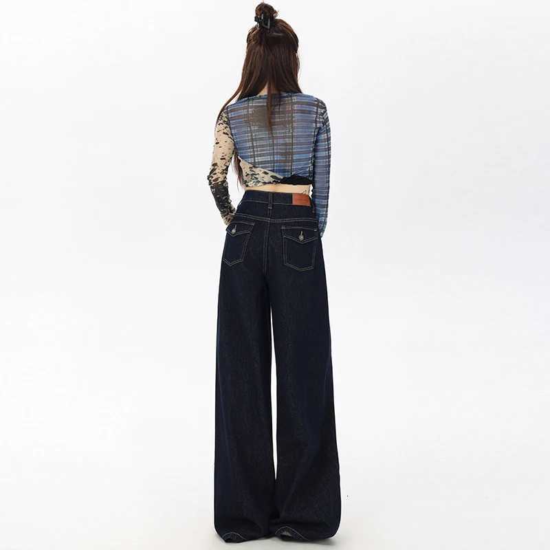 High Waist Casual Womens Jeans Flare Pants Comfortable Loose Wide Leg Stretch Vintage Denim Trousers for WomenT251013