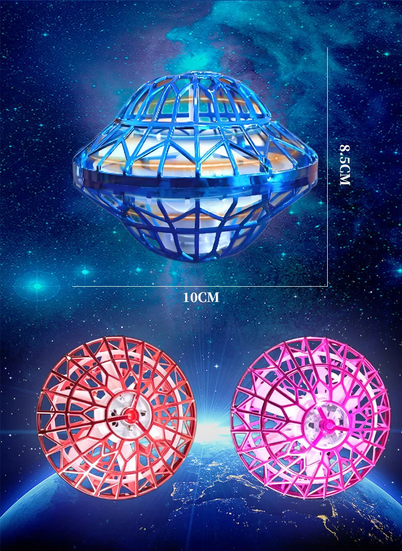 UFO Intelligent Sensing Flying Ball Hovering Saucer Floating Ball Black Technology Fingertip Gyroscope Childrens Toy 251008