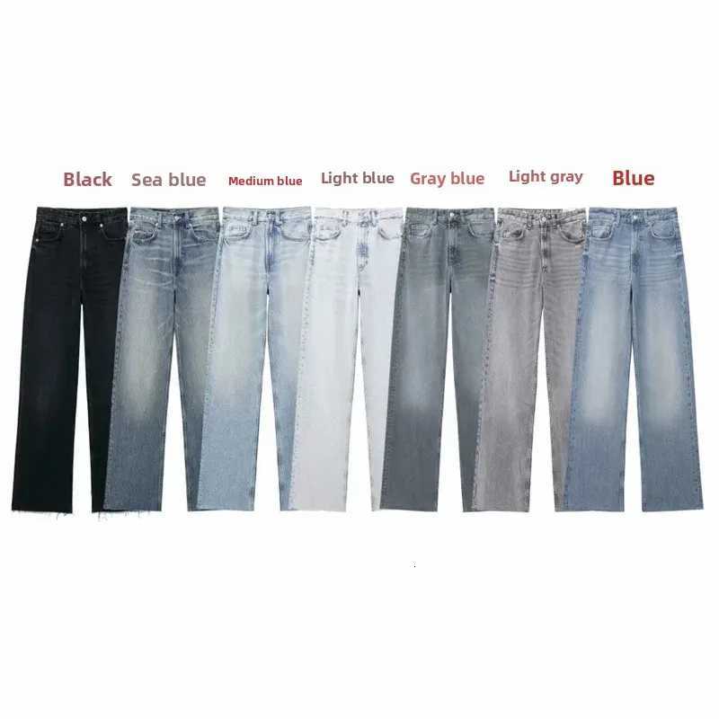 High Waist Wide Leg Jeans Fashionable Versatile Classic High Waist Denim Pants for Women with Worn Decoration Origin ChinaT251013