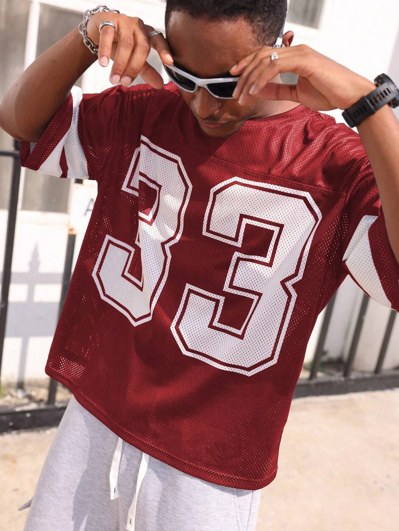 Summer MenS Mesh Sports Jersey TShirt Round Neck Loose Fashionable Street Wear HipHop Style Short Sleeved Casual Top 251008