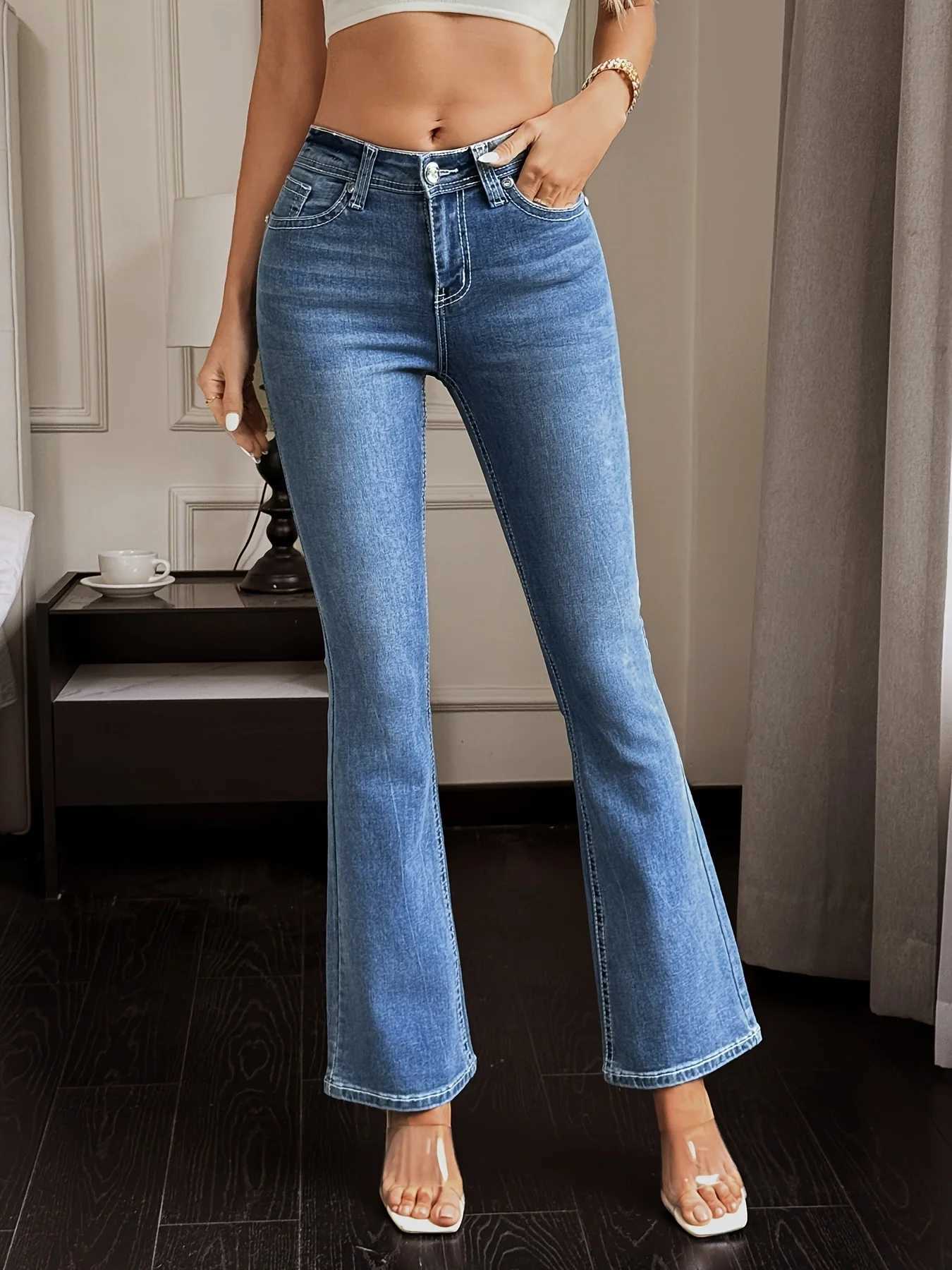 Flare Jeans Women High Waist Slim Fit Pants Vintage Y2K Stretch Retro Streetwear Casual Trendy Everyday Fashion Trousers OutfitT251013