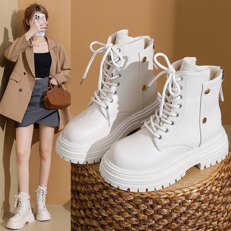 Free shipping designer Boots New Thick Bottom Martin Boots Women Winter Side Zipper Short Tube with Velvet Strap Snow Boots