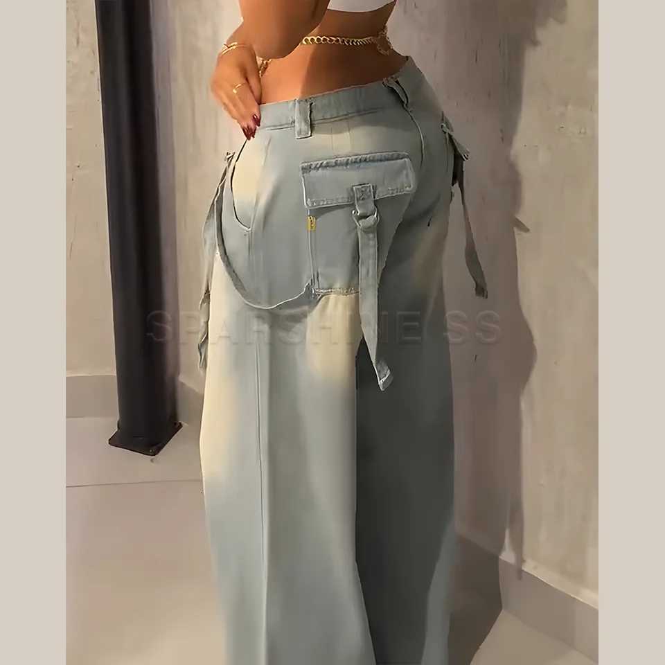 Jeans for Women Straight Pants Vintage Denims Washed Mid Waist Loose Fit Wide Leg Denim Long Pants 2025 StreetwearT251013