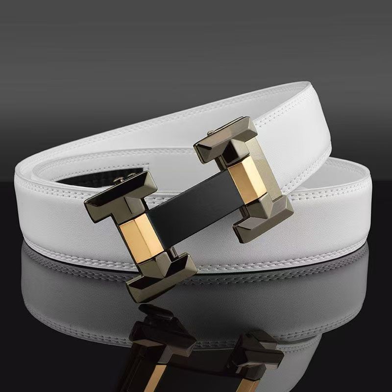 Real leather designer letter-style men's automatic buckle high-end brand fashionable casual high-quality belt Z250919