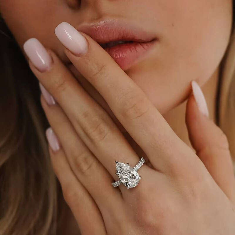 IGI Certified CVD Lab Grown 10k Pear Engagement Ring Jewelry for Women