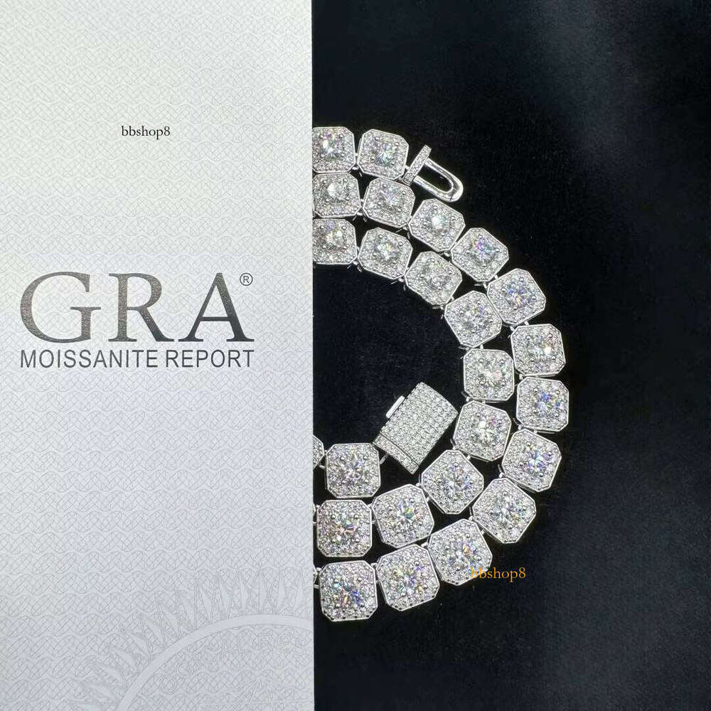 High designer necklaceMoissanite 12mm Cuban Chain Hip Hop Jewelry NecklaceFree of charge delivery