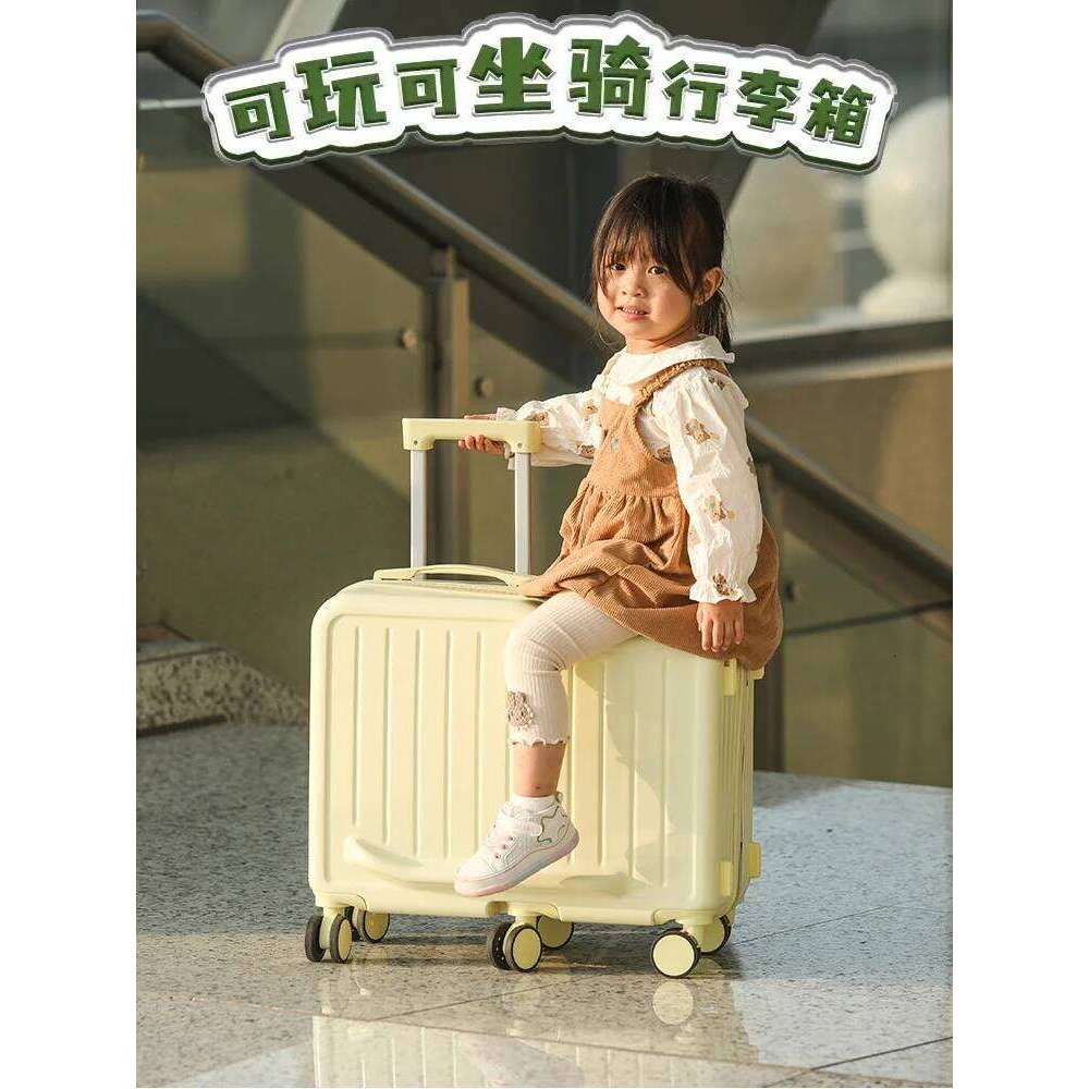 New Children s Riding Suitcase Inch Can Sit Lage Trolley Case Universal Wheel Wheels Travel Suitcases with Cup Holder