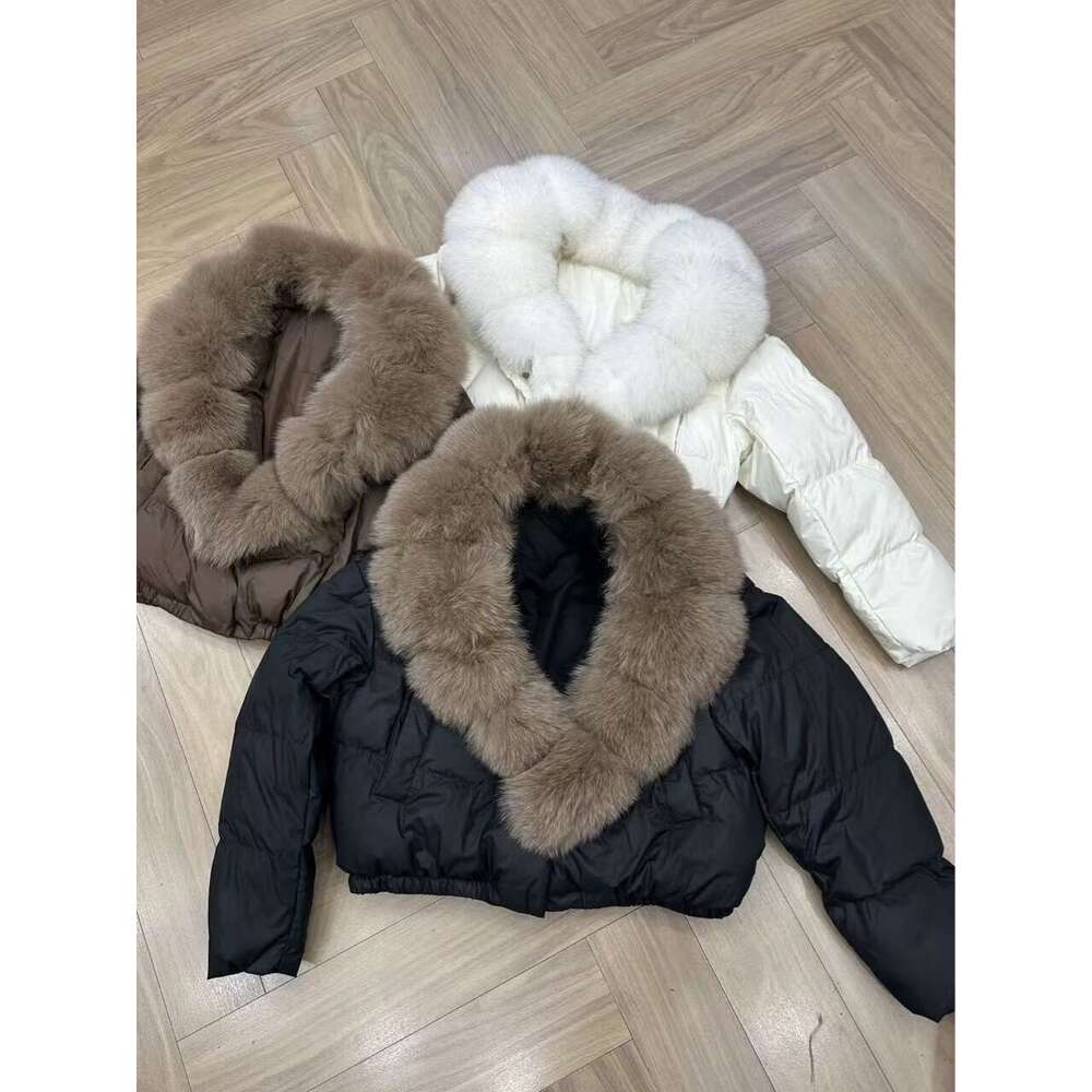 Winter New Women's Short Fashionable Warm Down Jacket With Stylish Oversized Fox Fur Collar B5