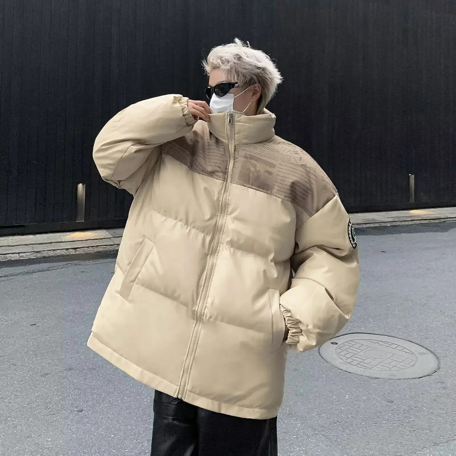 Fashionable Cotton Jacket Mens Spring Street Style Trendy Stand Collar Couples Outerwear Casual Loose Fit 251011