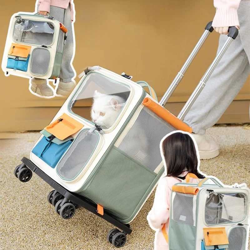 HOOPET Cats Travel Bag Portable Out Pet Trolley Suitcase Universal Small Dogs Bag Cat Backpack Detachable Pet Supplies C251013