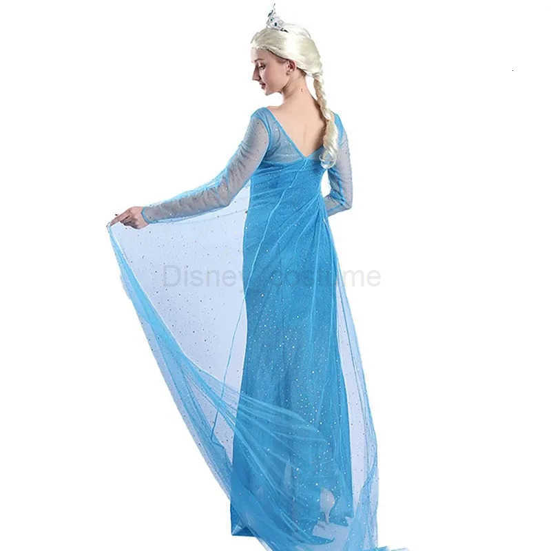 Disney Elsa Costume from Frozen for Women Blue Fancy Snow Dress Wig Outfit Halloween Party Costumes Clothing H251013