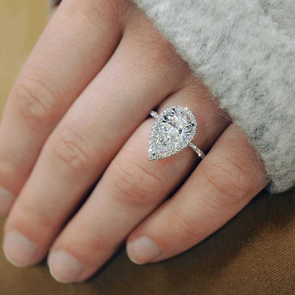 Vintage Style Pear Shape Engagement Ring Silve Color Promise Wedding Ring Trends Fancy Cubic Zirconia Jewelry Birthday Gift D251013