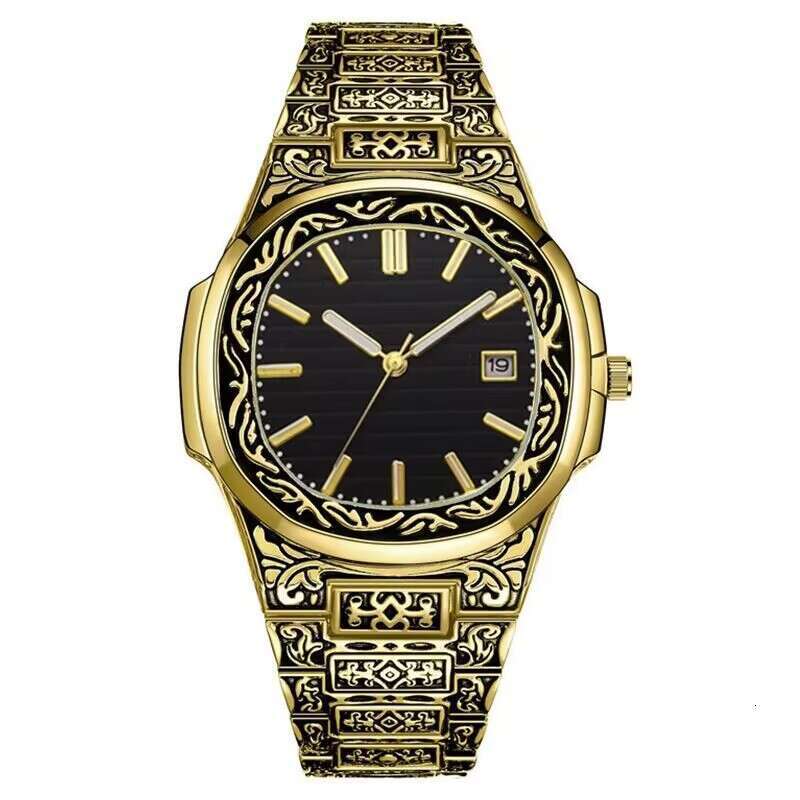 Trendy Fashion Steel Band Watch Square Emed Calendar Men's Quartz Wristwatch