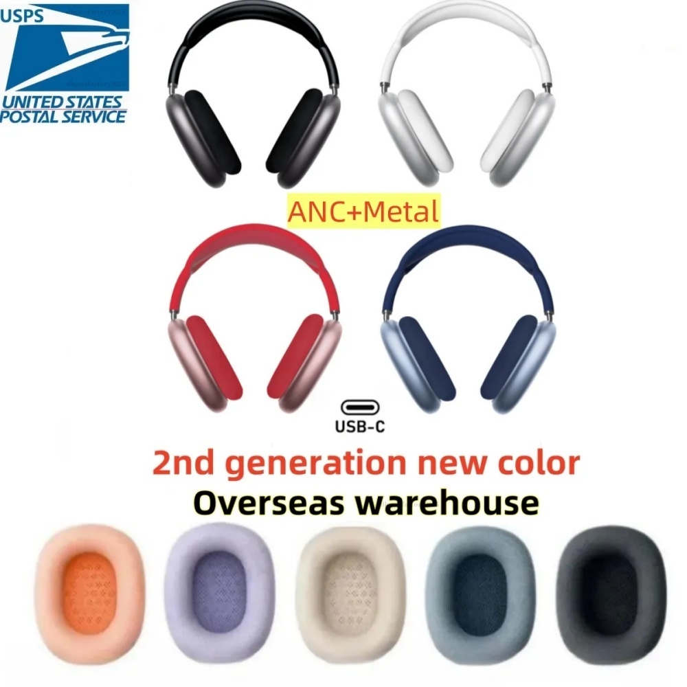for airpods max headphones airpodspro max 2 Wireless Earphones maxes Active ANC Noise Cancelling Adjustable HiFi Stereo Sound metal shell headset case