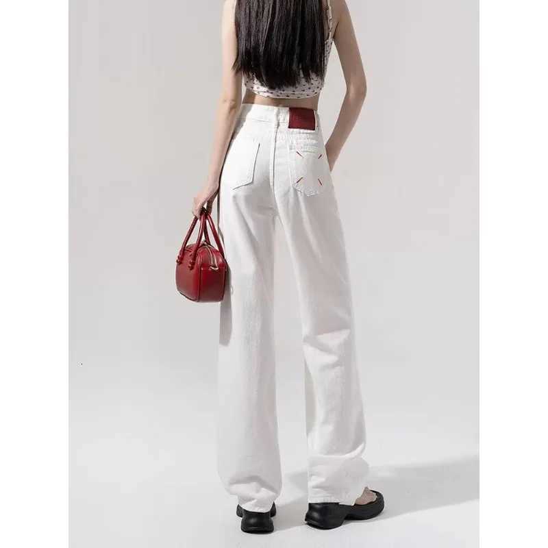 Y2K Women Jeans Straight Leg Casual Comfort Trousers Slim Fit High Waist Loose Trousers Fashion Autumn New Design White PantsT251013