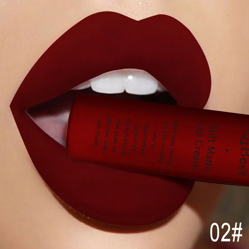 QI Sexy Velvet Matte Lip Gloss Liquid Lipstick Lipgloss Beauty Red Nude Waterproof Longlasting Lip Stain Makeup For Women 251010