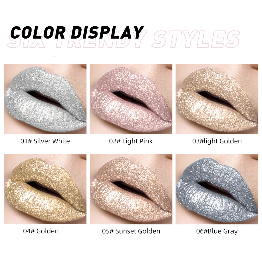 QI Metallic Glitter Liquid Lipstick Makeup Waterproof Lip Gloss Longlasting Shimmer Metal Diamond Lip Glaze Tint Charming 251010