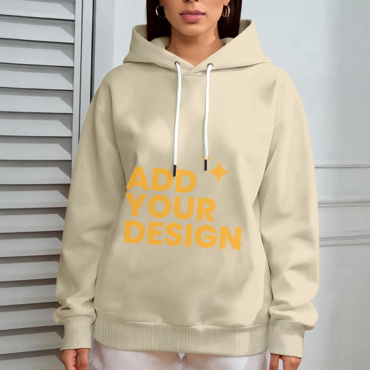 DHgatepod Women's Oversized Wool Hoodie | DTF Print Allover Design | Soft Polyester Fleece | Comfortable Casual Wear for Daily Use