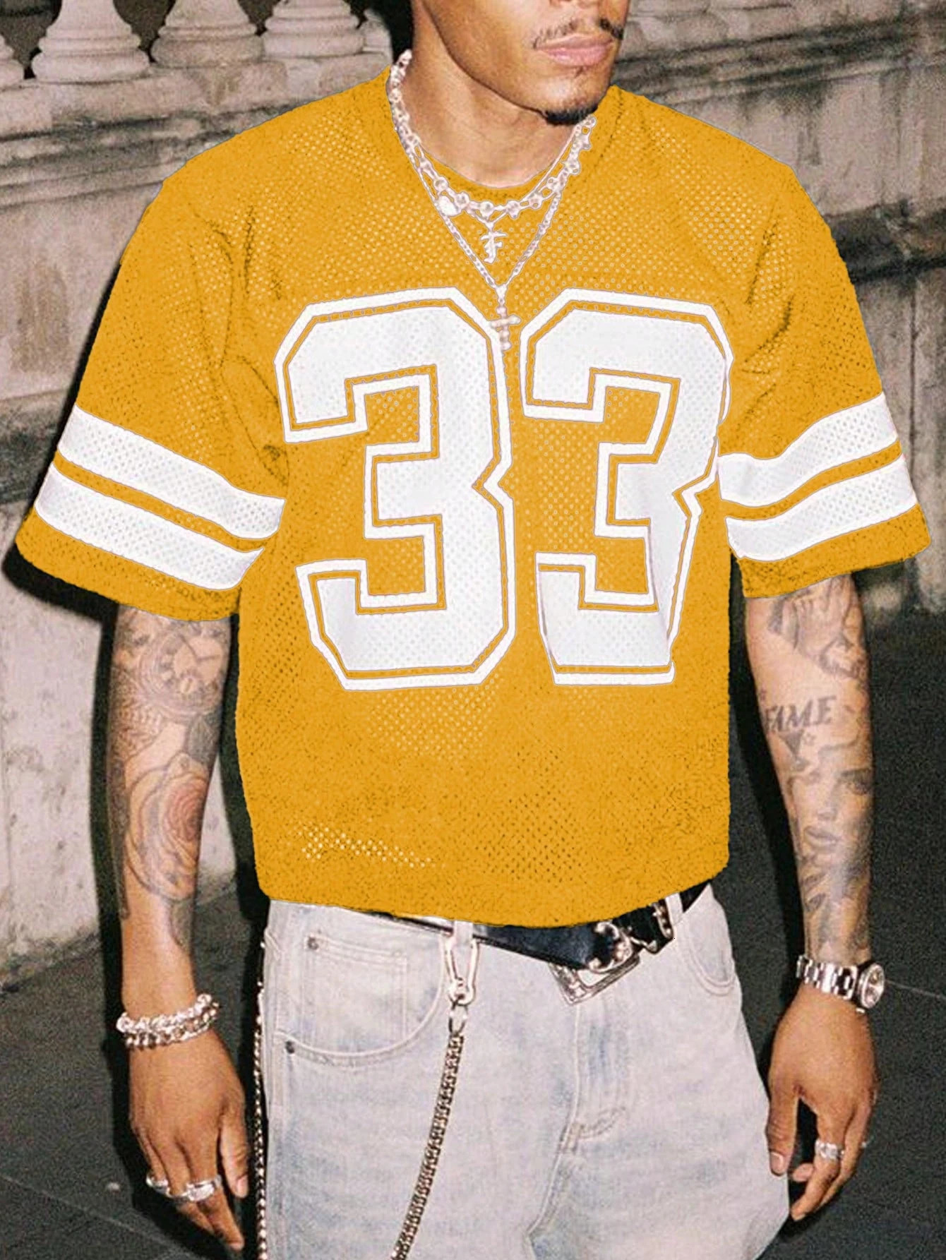 Summer MenS Mesh Sports Jersey TShirt Round Neck Loose Fashionable Street Wear HipHop Style Short Sleeved Casual Top 251008