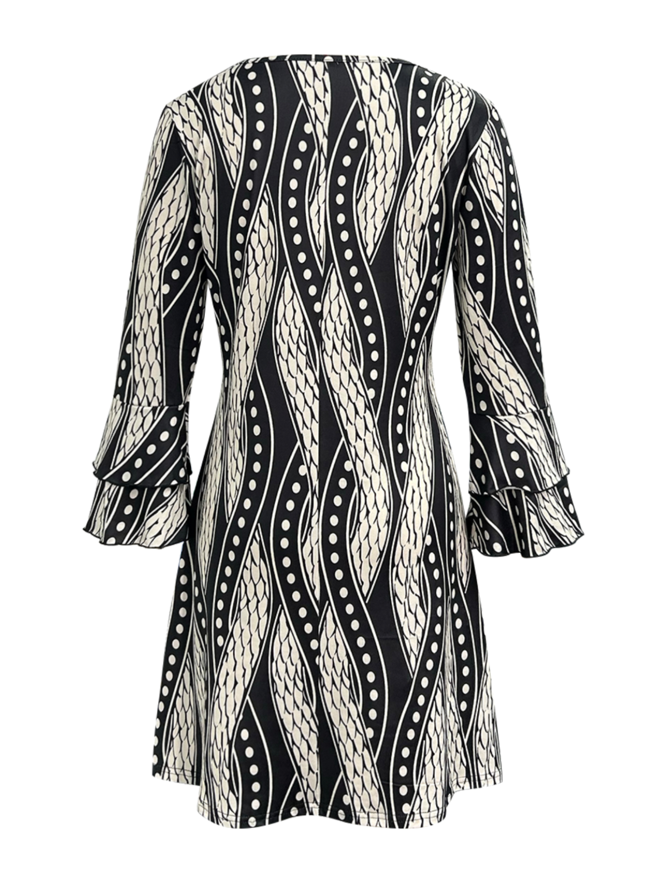 Women's Autumn Winter French - Style Elegant Long - Sleeve Dress - Fashionable Office & Casual & Loungewear Black Dress-CF53918