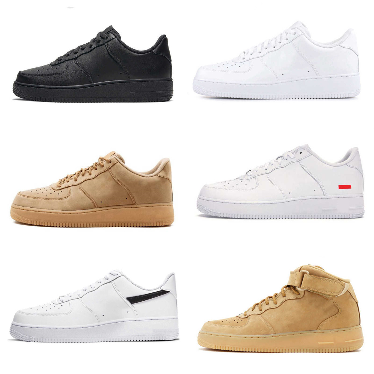 Designers ForC 1 07 Casual Shoes Trainers Men Women Low All White Pure Black Wheat Skateboard ONE Leather Vintage Sports Jogging Shoe High Running Outdoor Sneakers