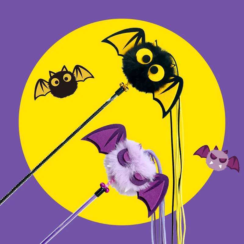 Halloween Cat Wand Toys Interactive Cat Teasing Stick Themed Toy Multifunctional Wand Toy Kitten Stick Funny Pet Launcher C251013