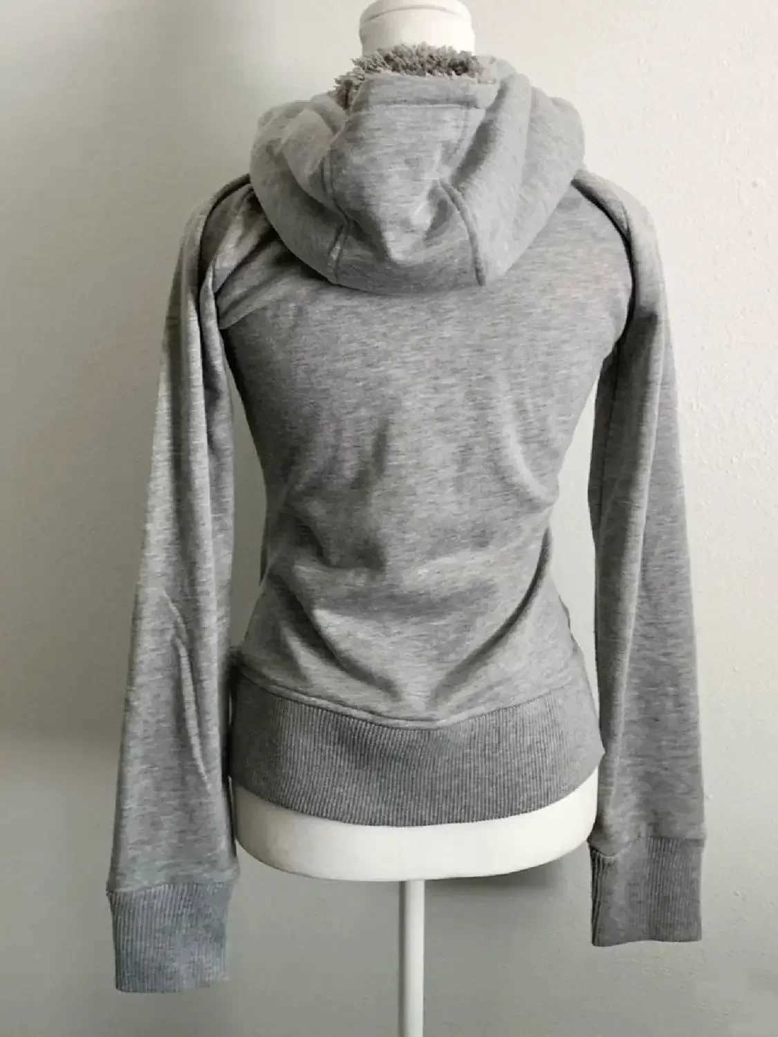 Y2k Grey Wool Vintage Hooded Sweatshirt Cardigan Ladies Spring And Autumn Double Zipper Design Waist Closure Sweatshirt W251013