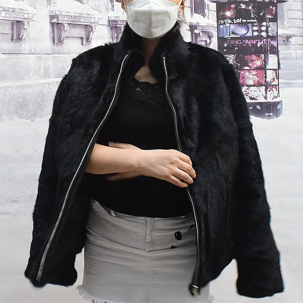 Fancy Rani Natural Rabbit Fur Coat Women Winter Jacket Real Leather And Fur Womens Clothing Female Outerwears With 251029