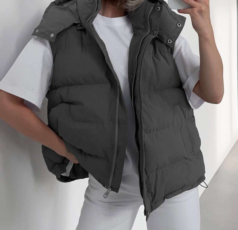 Autumn Winter New Fashion Trend Hot Girl Street Style Thickened Warm Vest Sleeveless Cotton Jacket B5