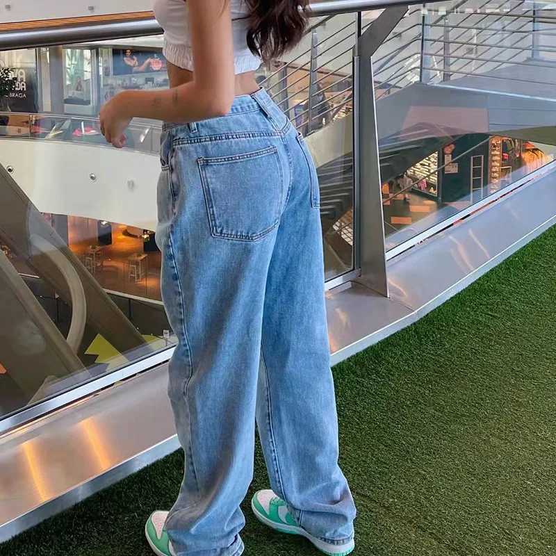 2022 Winter New Y2K Style Womens Mid Waist Baggy Jeans Fashion Casual Denim Wide Leg Pants Street Hipster Trousers XSXLT251013