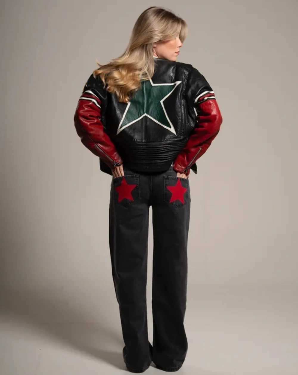 Y2K Blue Vintage FivePointed Star High Waited Jeans ONE DILEMMA Fashion Baggy Jeans Women Clothing Casual Straight Denim PantsT251013