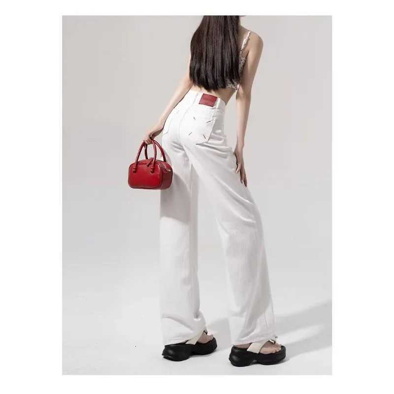 Y2K Women Jeans Straight Leg Casual Comfort Trousers Slim Fit High Waist Loose Trousers Fashion Autumn New Design White PantsT251013