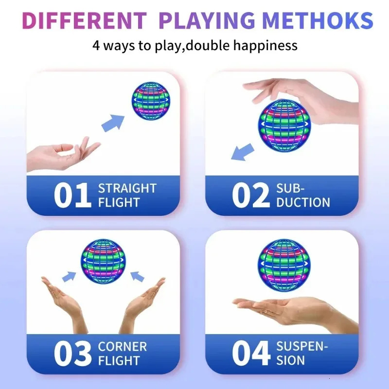 Spinning Ball Black Technology Flying Ball Magic LED Light Spinning Ball Stressrelieving Toy Childrens Christmas Gift 251008