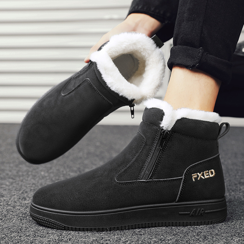 Designer Shoes Winter Men mid-top snow boots with fleece and thickened warm cotton shoes Northeast cold-resistant thick-soled casual short boots Free 