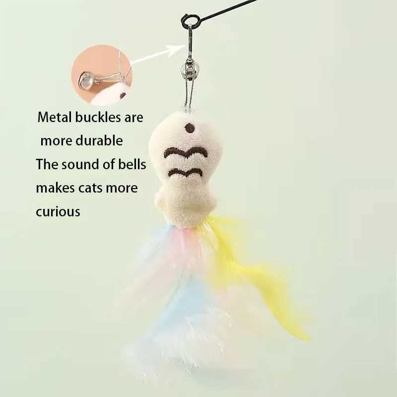 New cat funny cat stick steel wire long pole feather cute cat toy kitten fishing rotating selfpleasure pet toy C251013